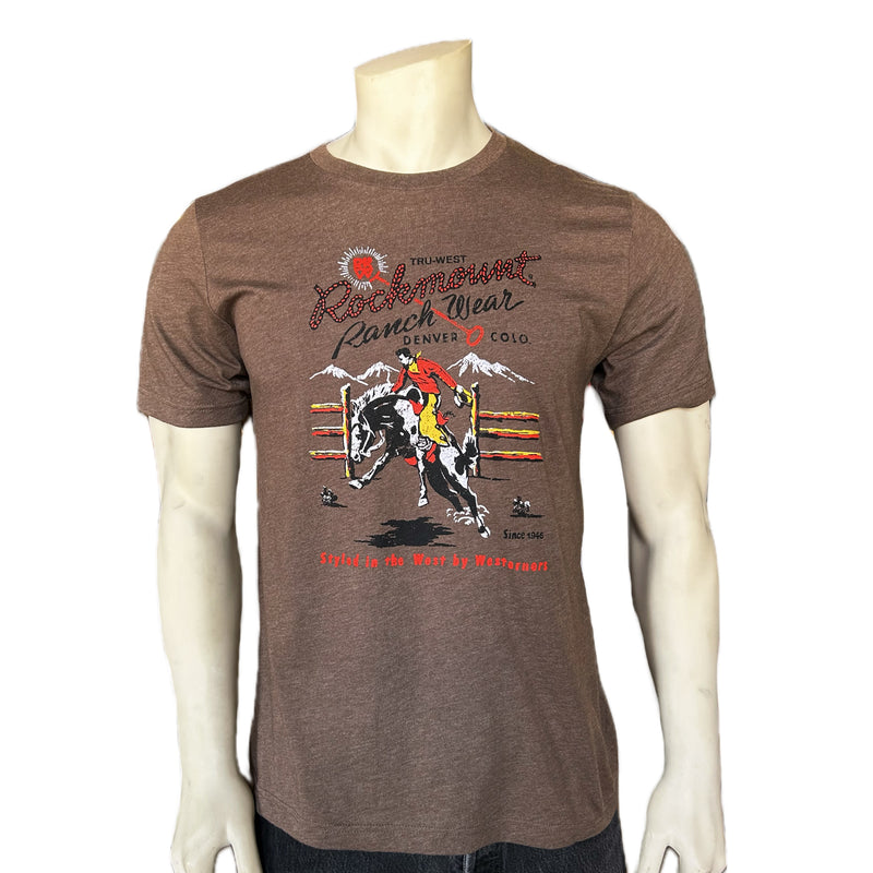 Men's Brown Rockmount Bronc 100% Cotton Western T-Shirt