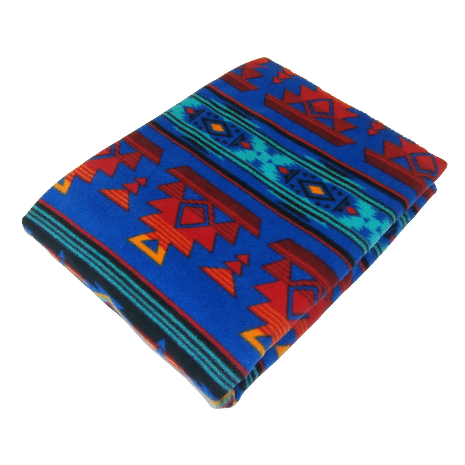 Native Pattern Fleece Western Blanket in Blue & Red - Rockmount