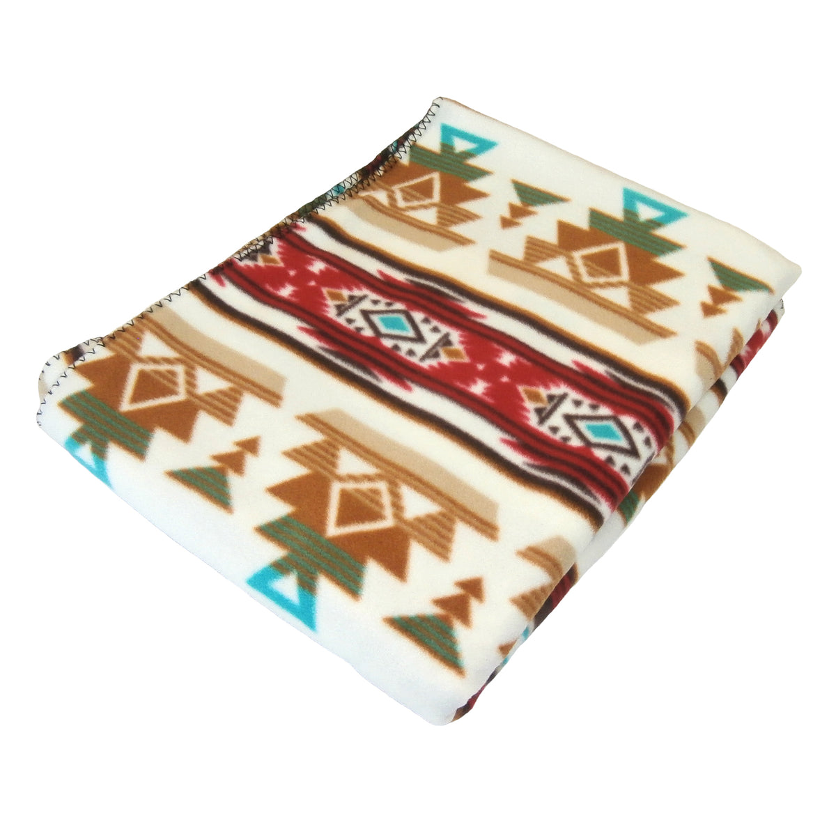 Native Pattern Fleece Western Blanket in Tan & Red - Rockmount