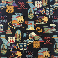 Men’s Route 66 Print Short Sleeve Western Shirt in Black - Rockmount
