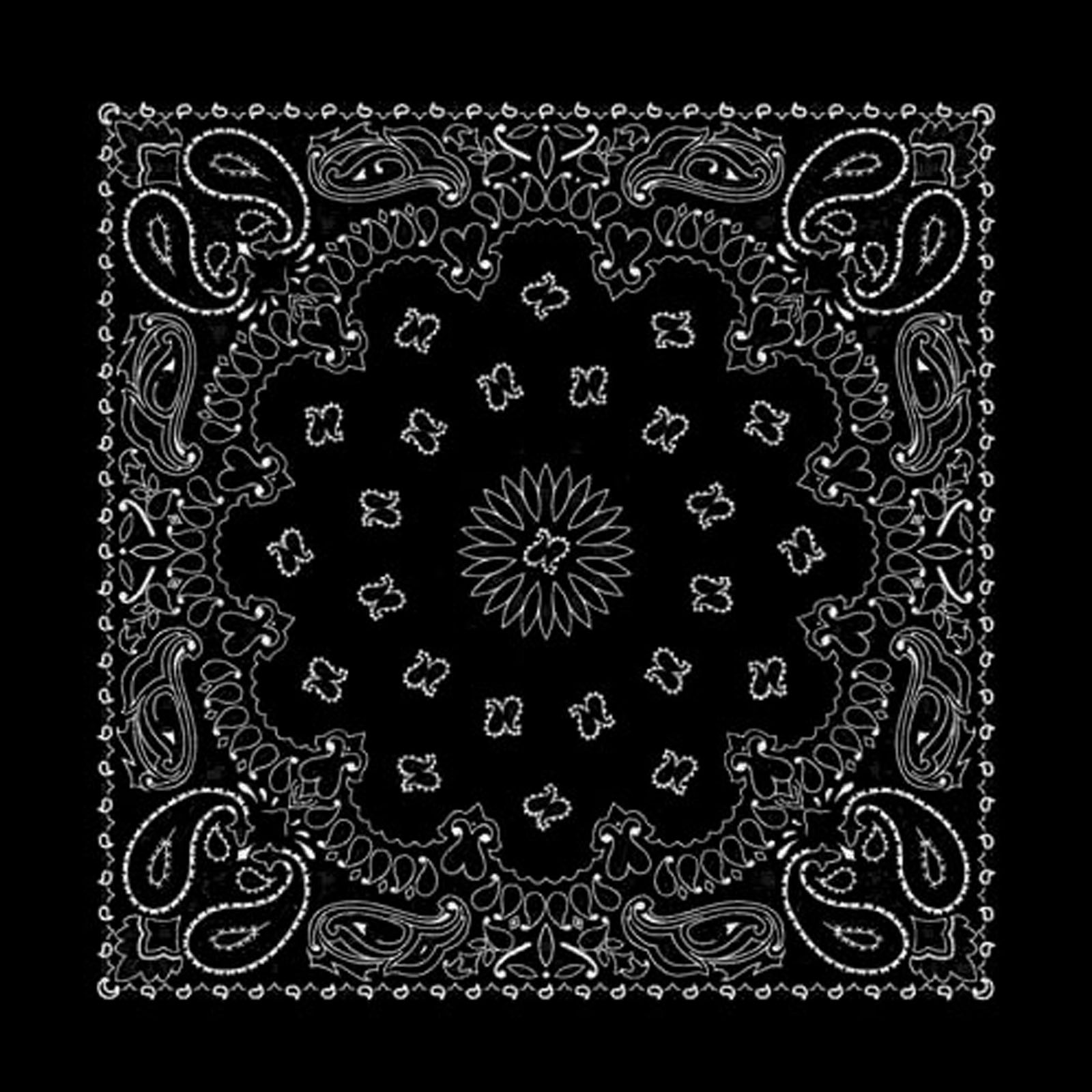 Paisley Western Cotton Bandana in Charcoal Black - Rockmount