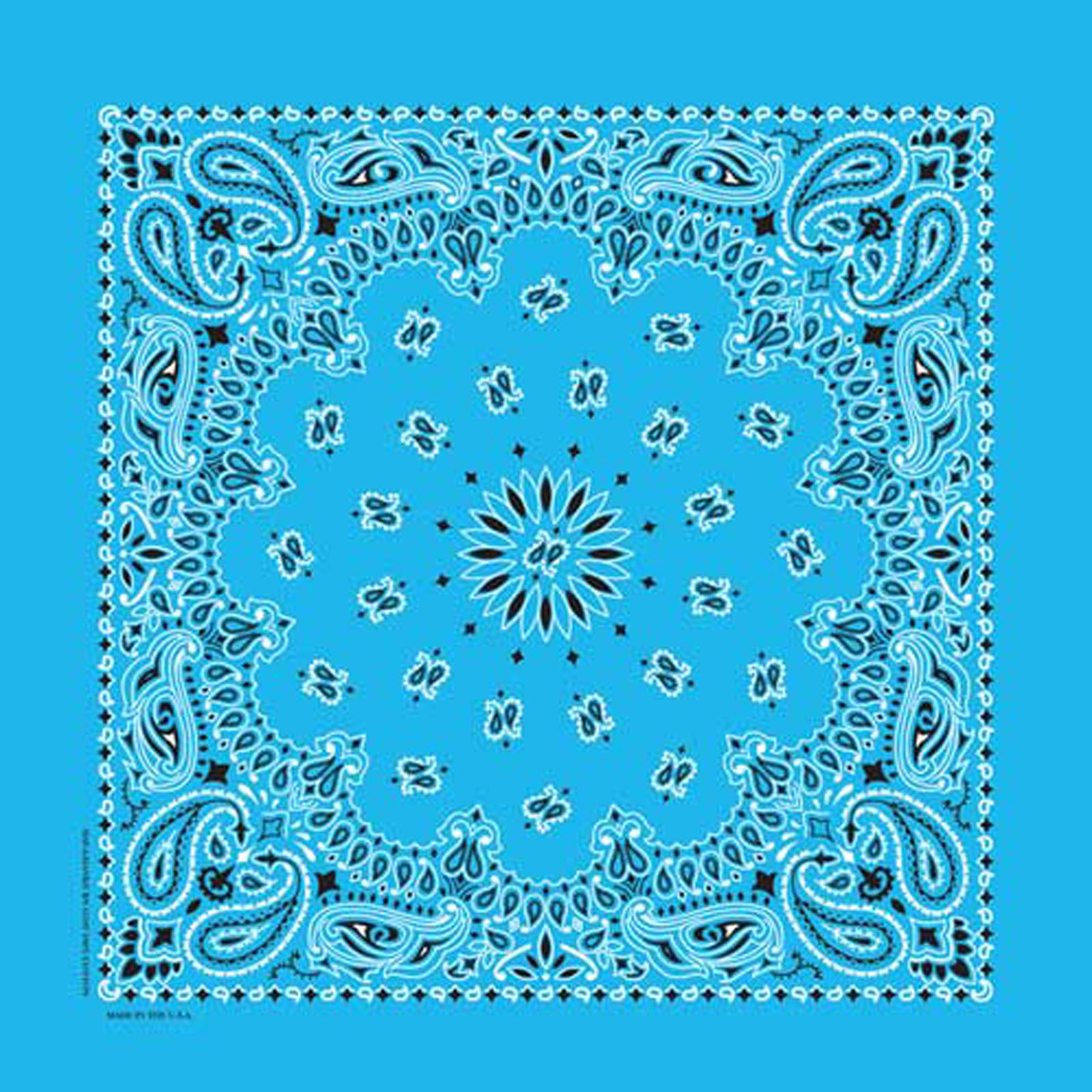 Paisley Western Cotton Bandana in Light Blue - Rockmount