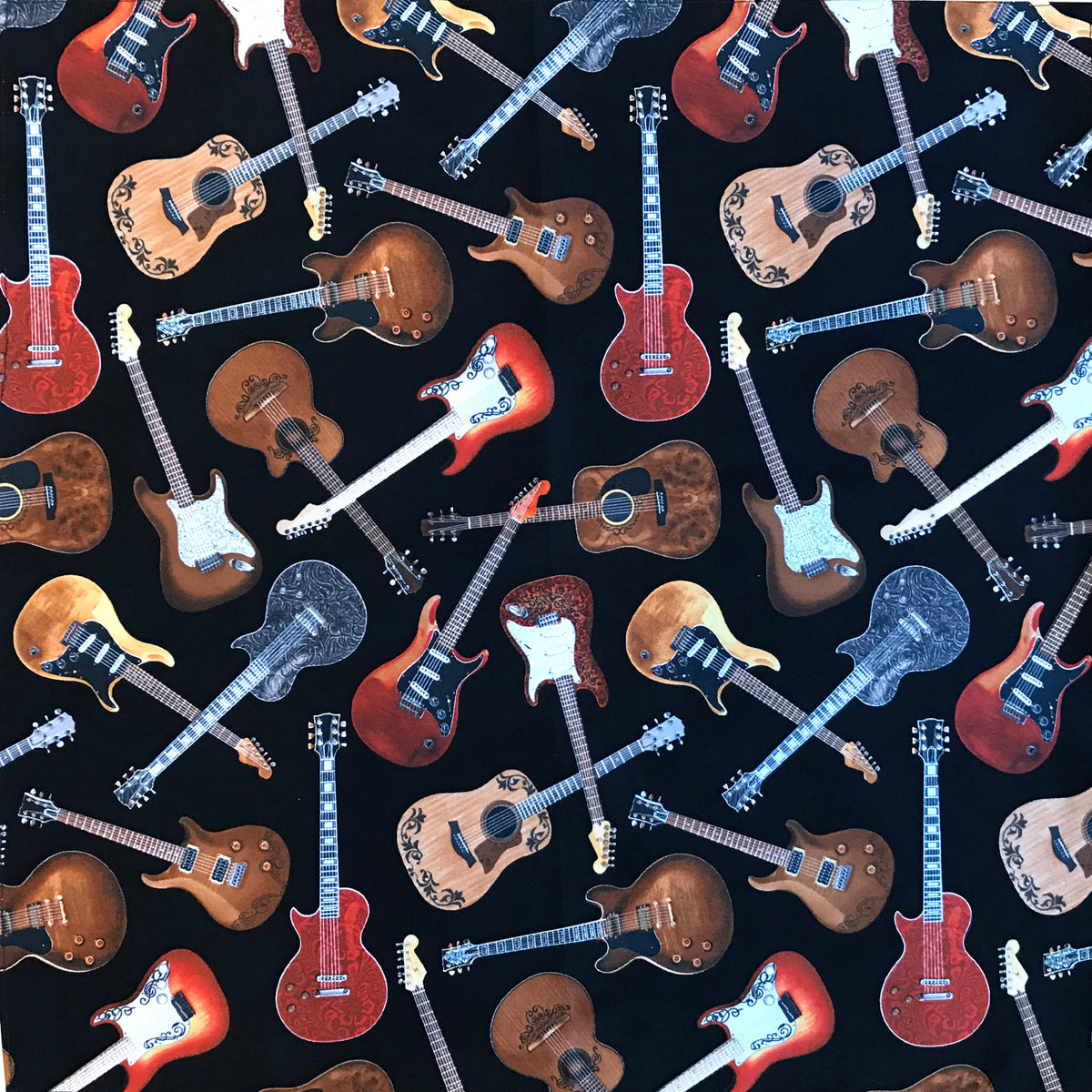 Electric Guitars Western Cotton Bandana in Black - Rockmount