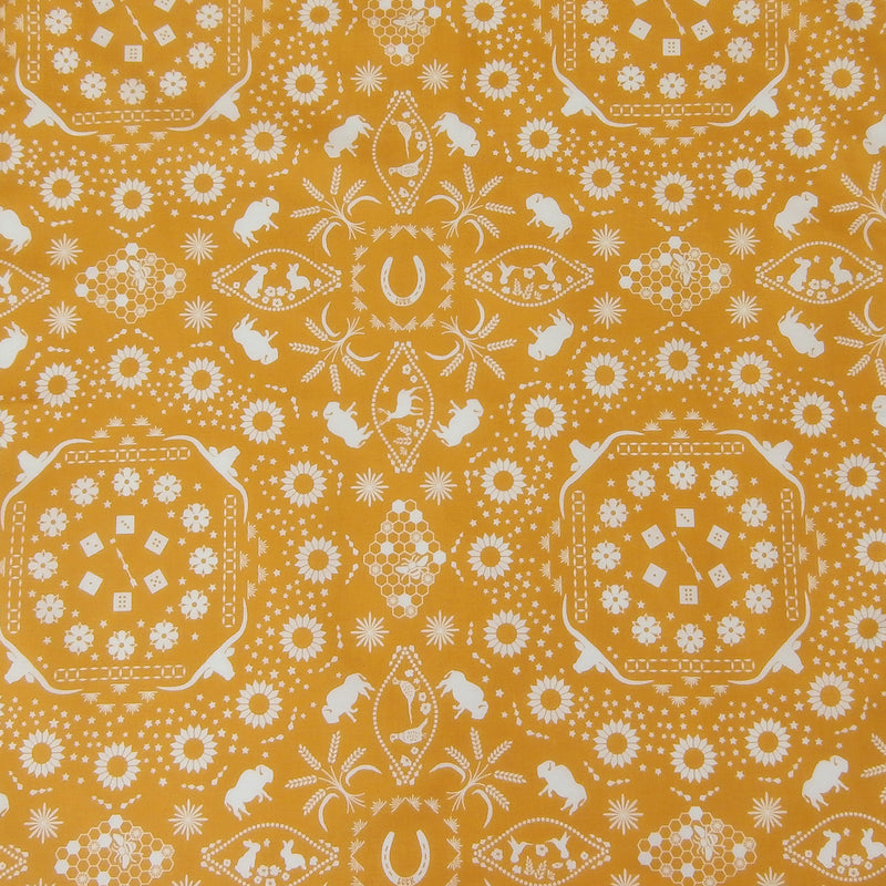 Bison Print Western Cotton Bandana in Yellow - Rockmount