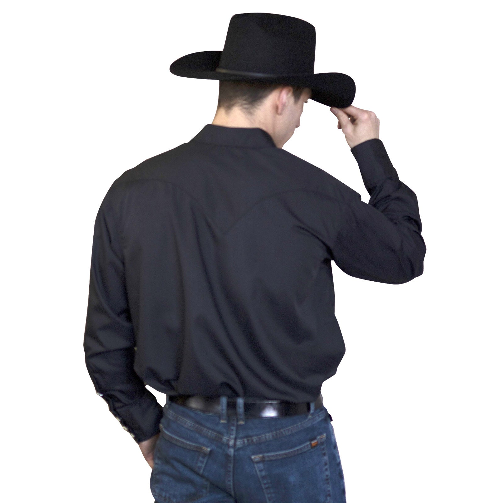 Men's Slim Fit Black Cotton Blend Western Shirt - Rockmount