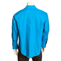 Men's Slim Fit Turquoise Cotton Blend Western Shirt - Rockmount