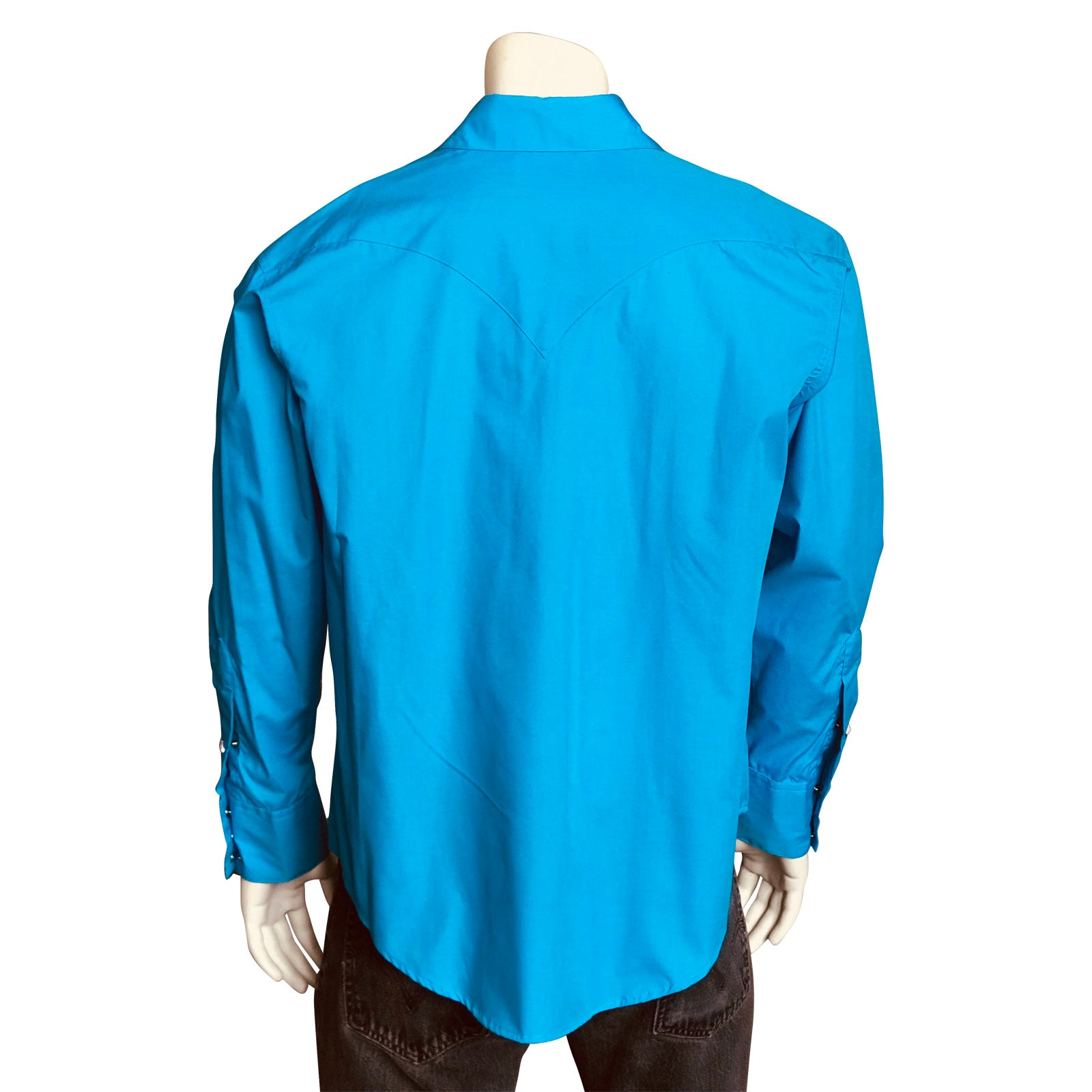 Men's Slim Fit Turquoise Cotton Blend Western Shirt - Rockmount