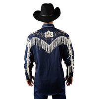 Men's Vintage Fringe Navy Embroidered Western Shirt - Rockmount
