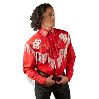 Men's Vintage Fringe Red Embroidered Western Shirt - Rockmount