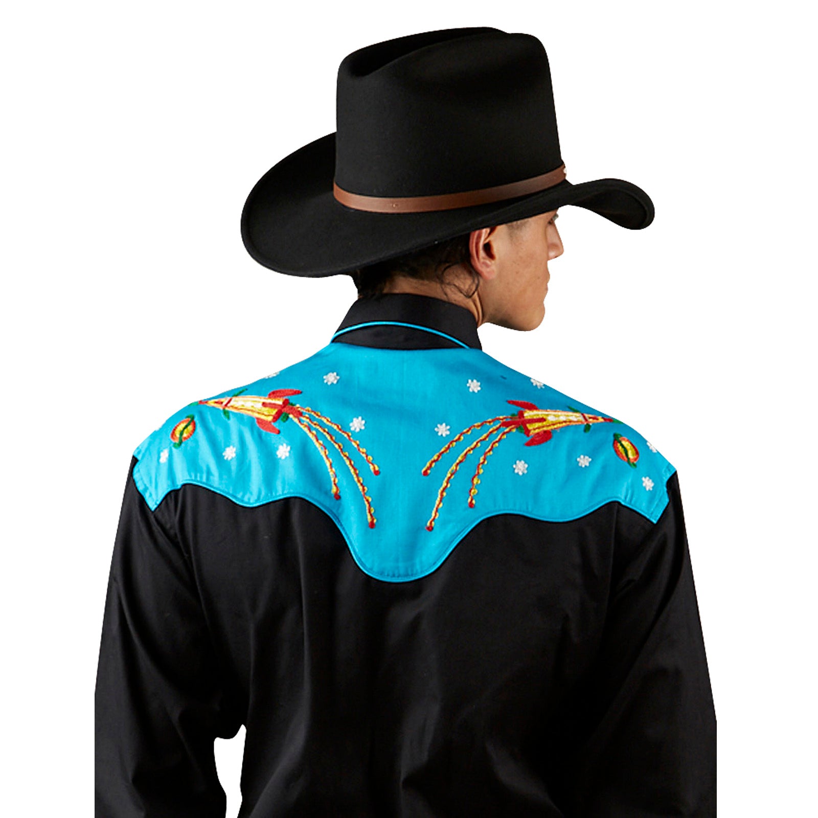 Men's 2-Tone Space Cowboy Embroidered Western Shirt - Rockmount