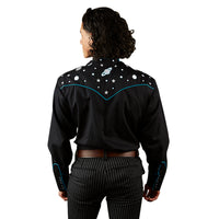 Men's Out of This World Embroidered Black Western Shirt - Rockmount
