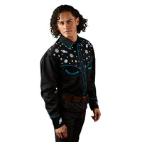 Men's Out of This World Embroidered Black Western Shirt - Rockmount