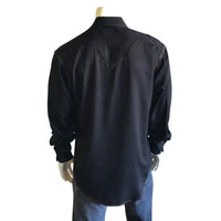 Men's Sueded Tencel Charcoal Black Western Shirt - Rockmount