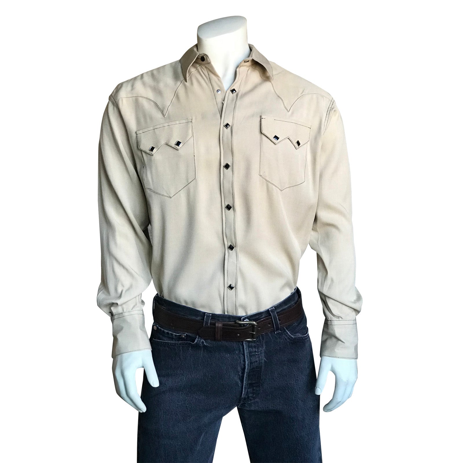 Men's Sueded Tencel Ivory Western Shirt - Rockmount