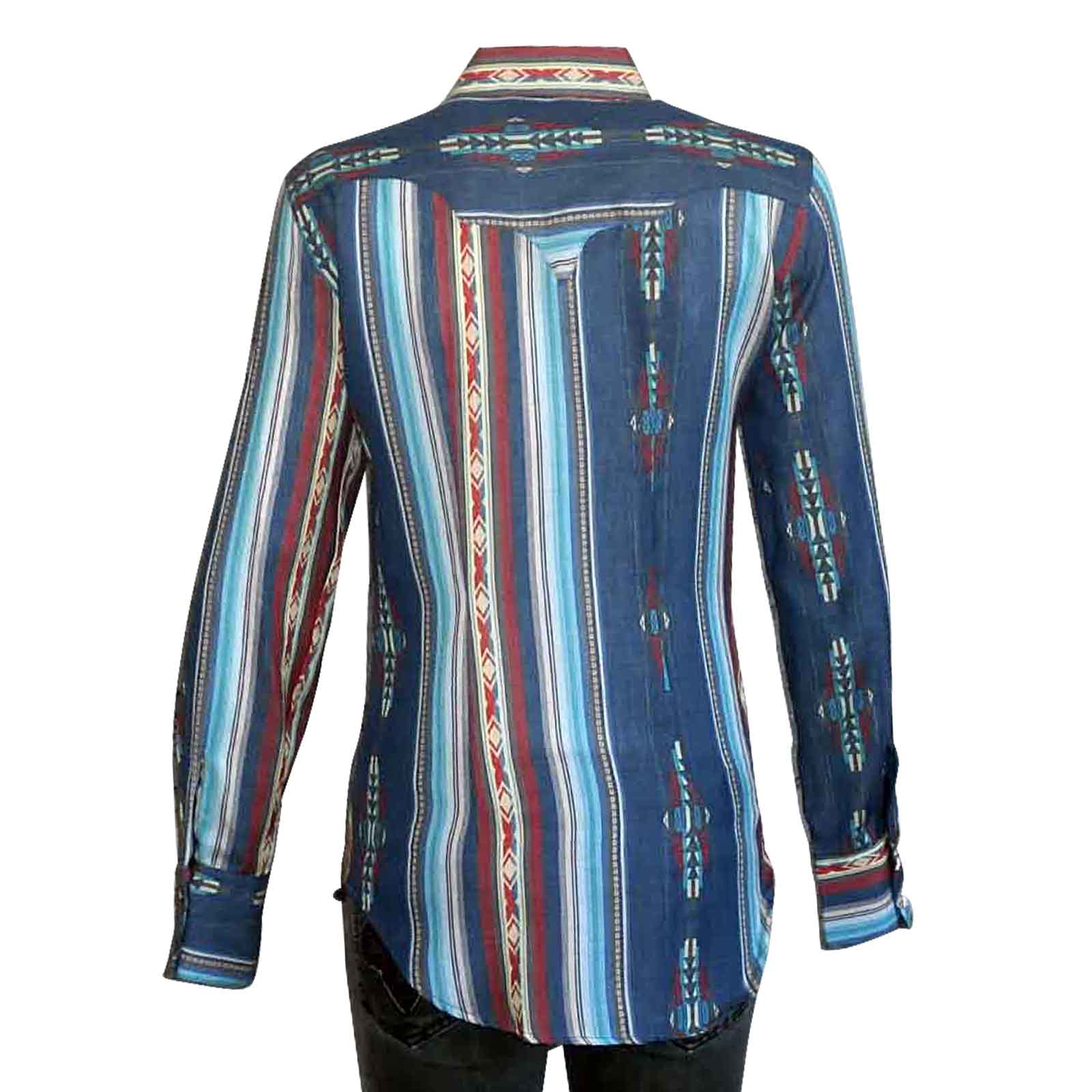 Women's Serape Pattern Western Shirt in Blue - Rockmount