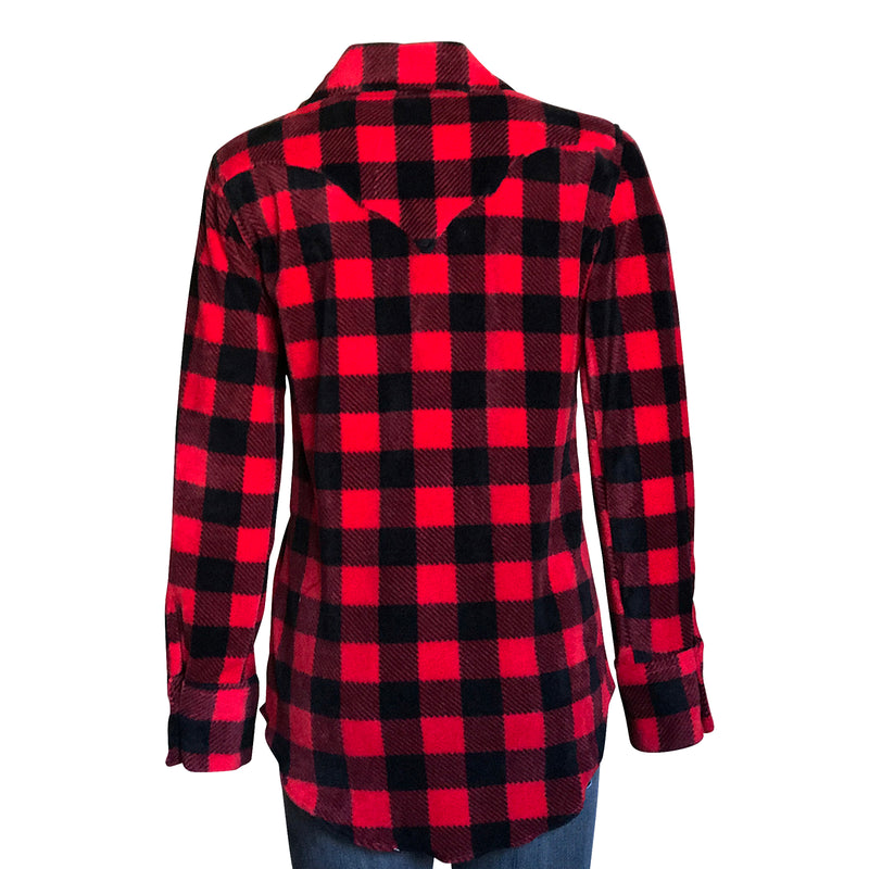 Women's Red & Black Buffalo Check Fleece Western Shirt - Rockmount