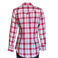 Women's Shadow Plaid Dobby Lurex Western Shirt in Red - Rockmount