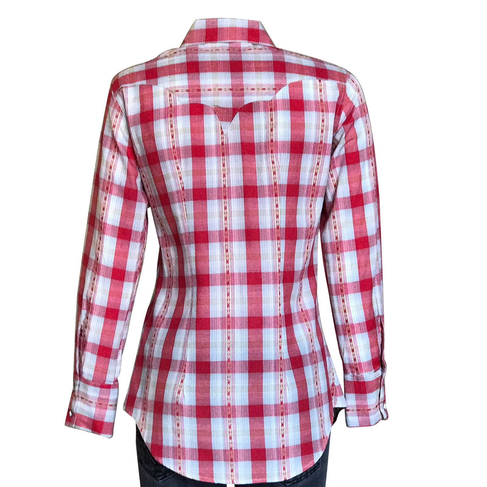 Women's Shadow Plaid Dobby Lurex Western Shirt in Red - Rockmount