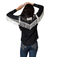 Women's Vintage Fringe Black Embroidered Western Shirt - Rockmount