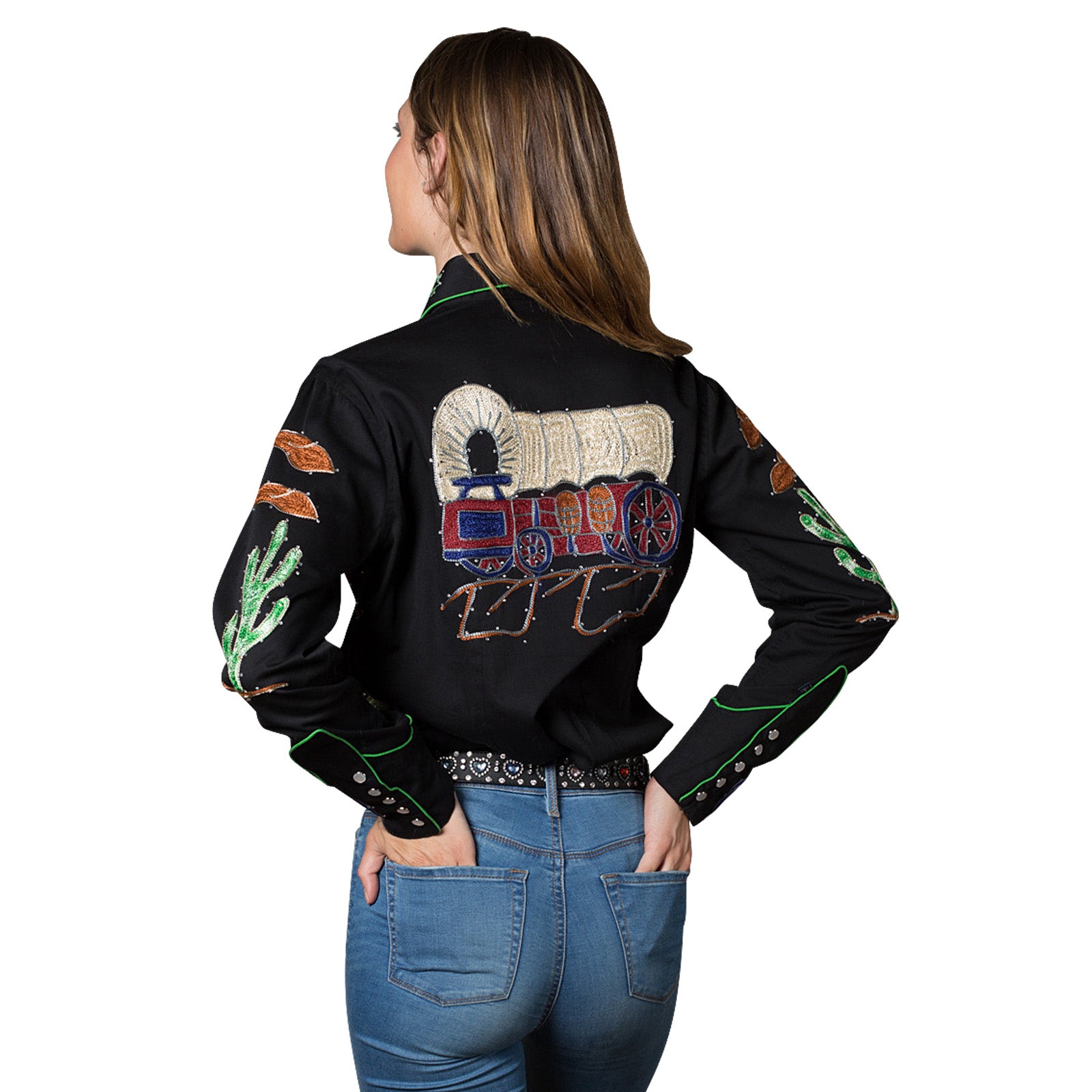 Women's Porter Wagoner Black Embroidered Western Shirt - Rockmount
