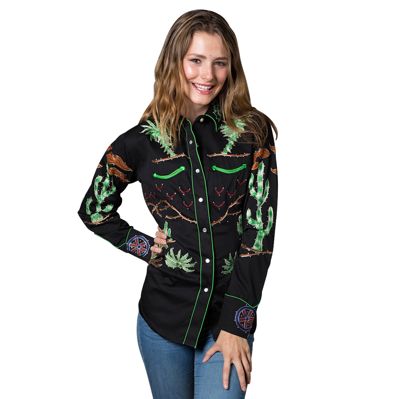 Women's Porter Wagoner Black Embroidered Western Shirt - Rockmount