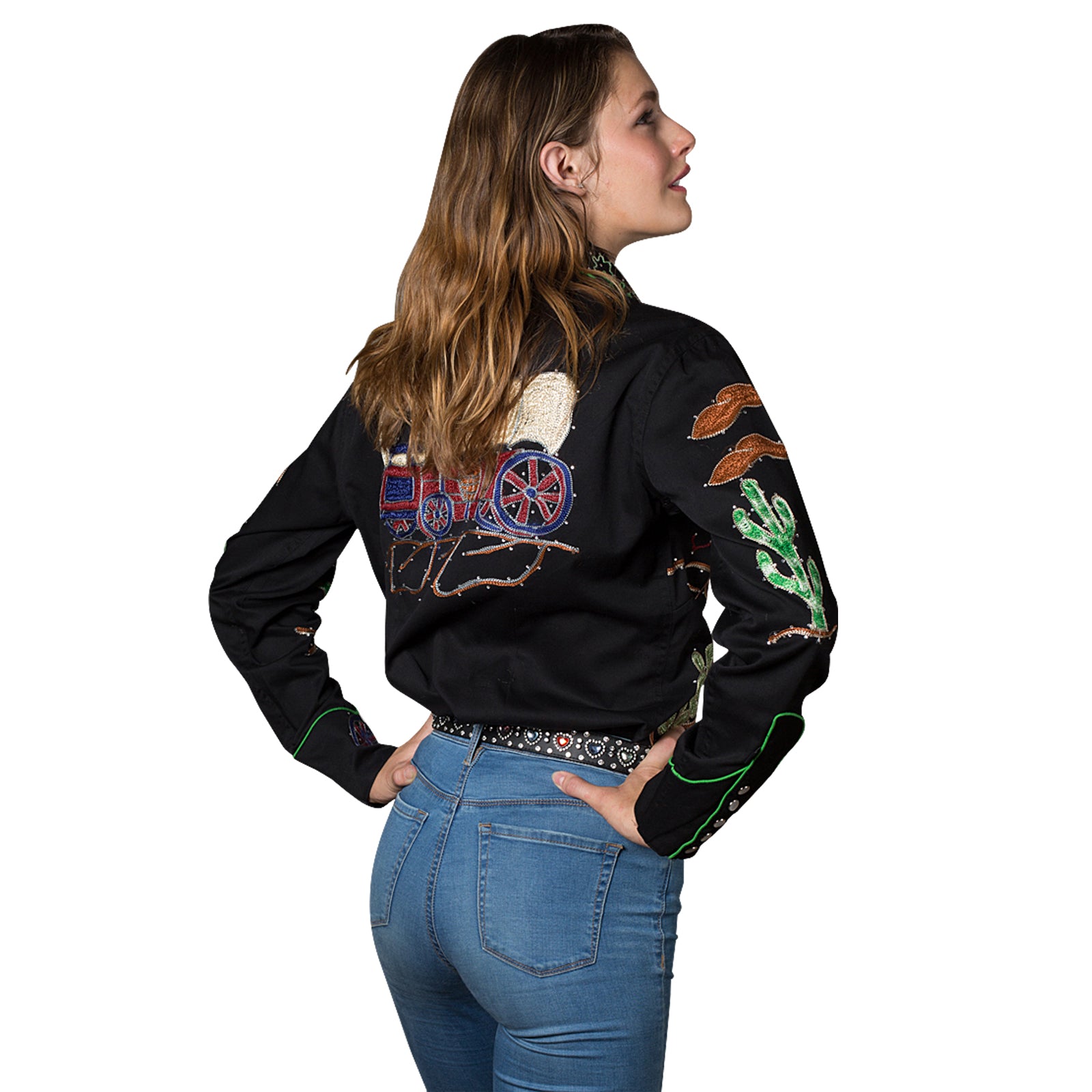 Women's Porter Wagoner Black Embroidered Western Shirt - Rockmount