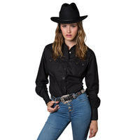 Women's Classic Pima Cotton Solid Black Western Shirt - Rockmount