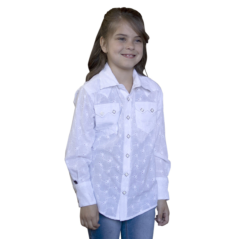 Kid's Plaid White Eyelet Cotton Western Shirt - Rockmount