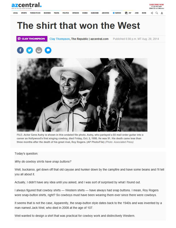 Arizona Republic - The Shirt that Won the West