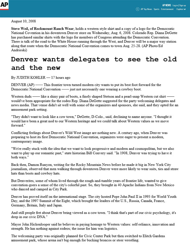 The Associated Press - Denver Wants Delegates to See the Old and the New