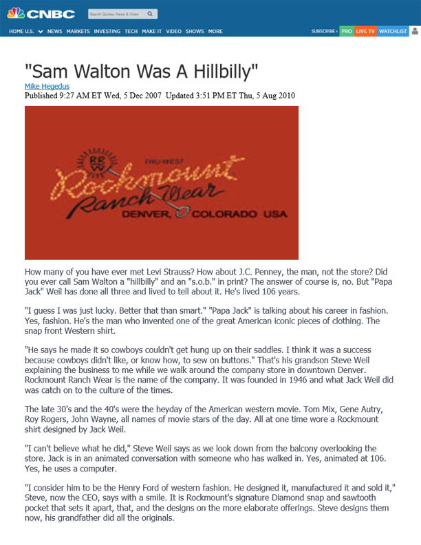 CNBC - "Sam Walton Was a Hillbilly"