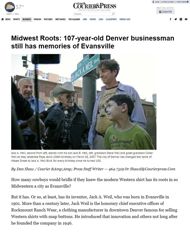 Evansville Courier & Press - Midwest Roots: 107-Year-Old Denver Businessman Still Has Memories of Evansville