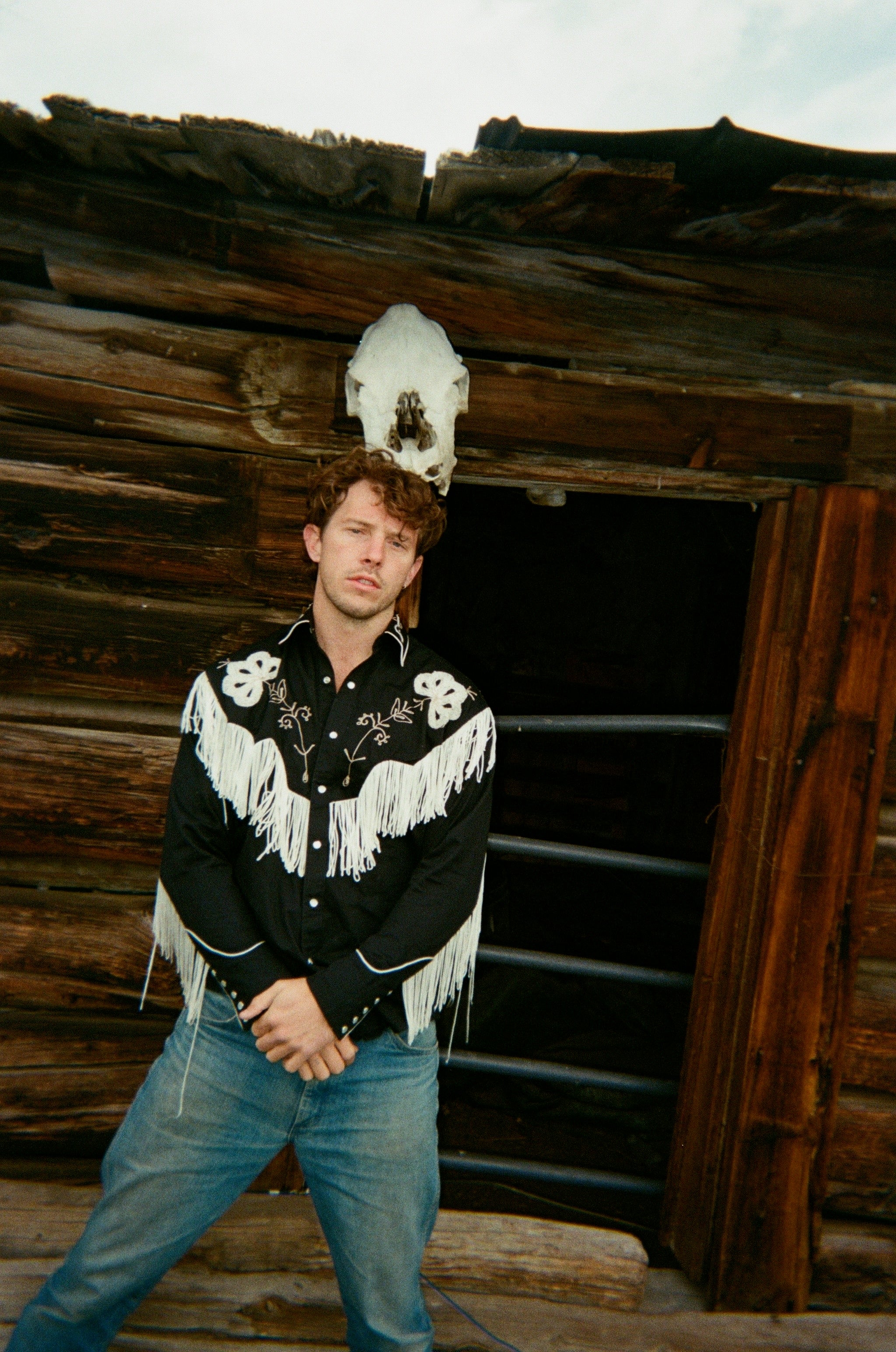 Rockmount Men's Black Vintage Fringe Embroidered Western Shirt