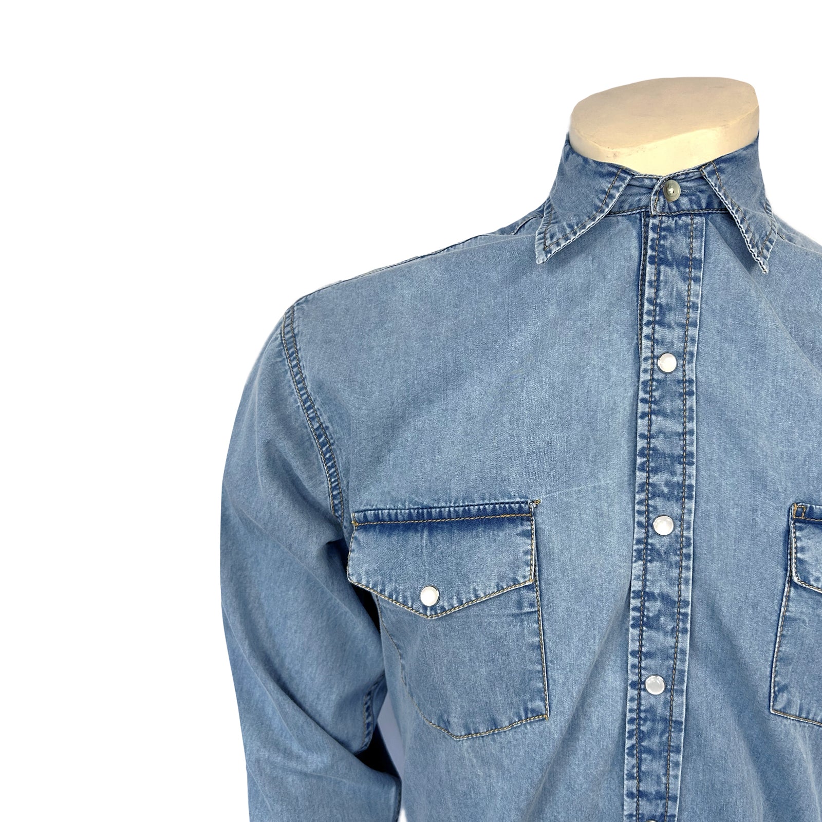 Men's Stonewashed Denim Classic Western Shirt