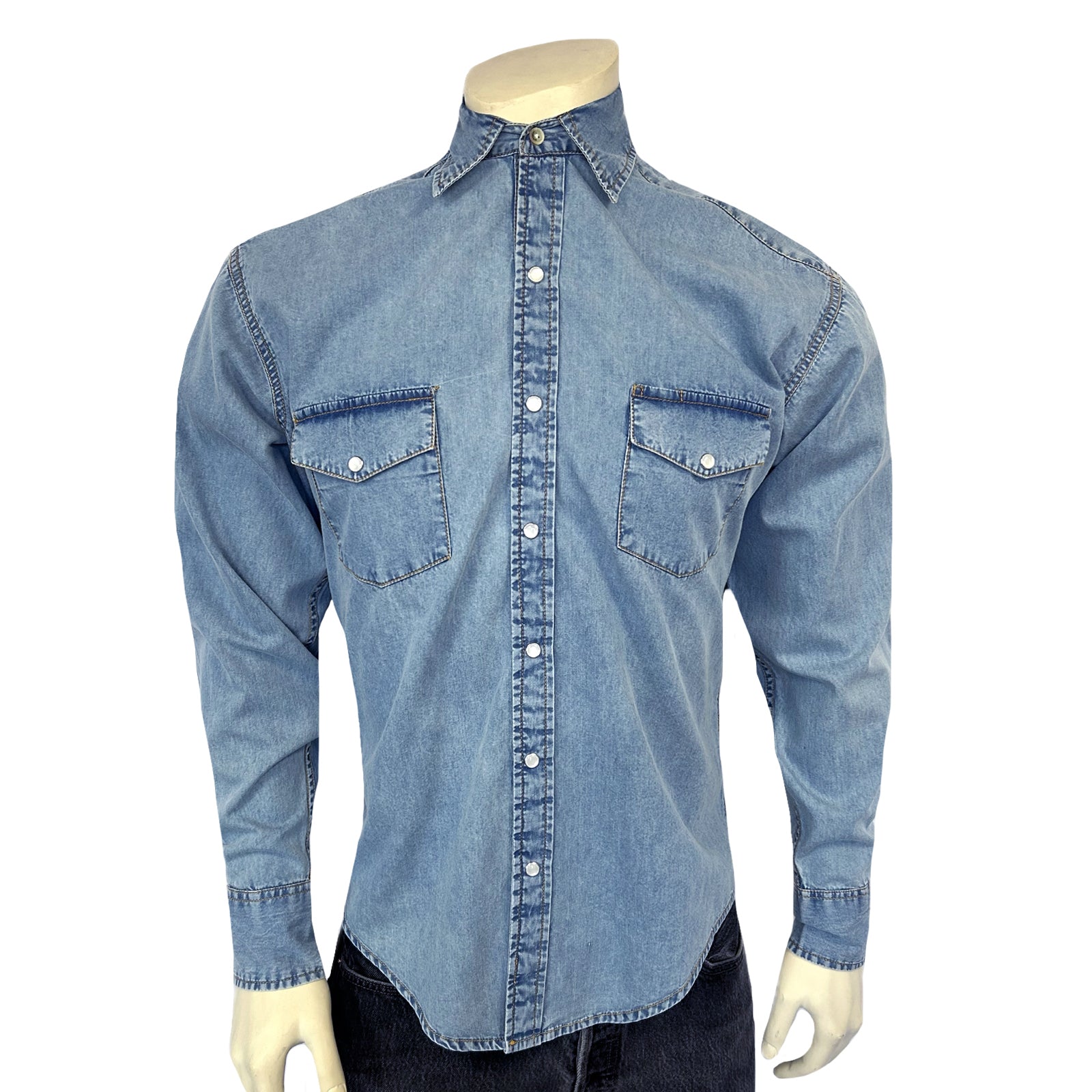 Men's Stonewashed Denim Classic Western Shirt