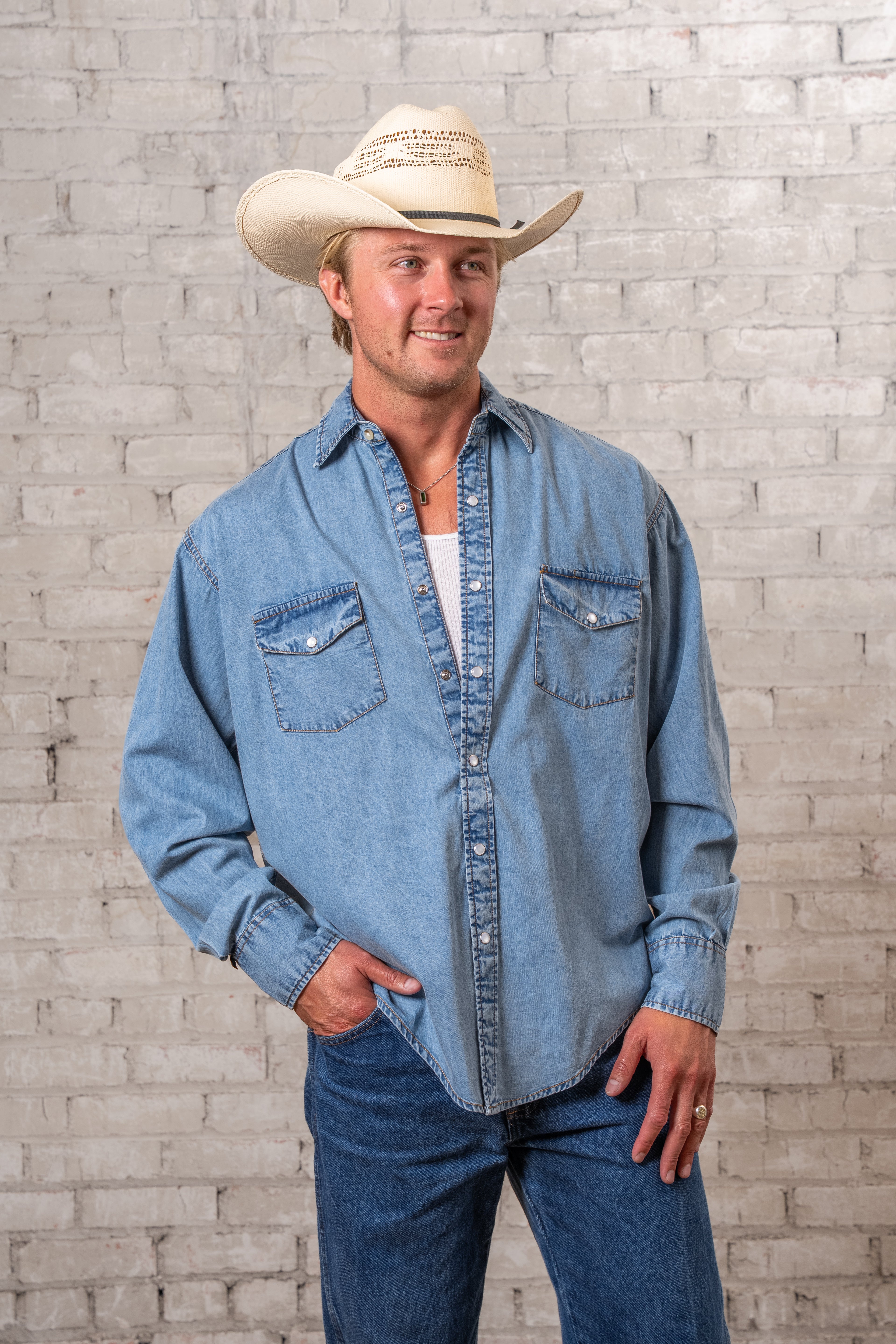 Rockmount Men's Stonewashed Denim Western Shirt