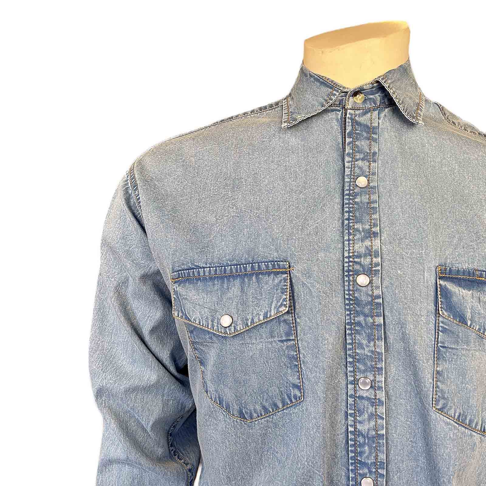 Men's Stonewashed Denim Classic Western Shirt