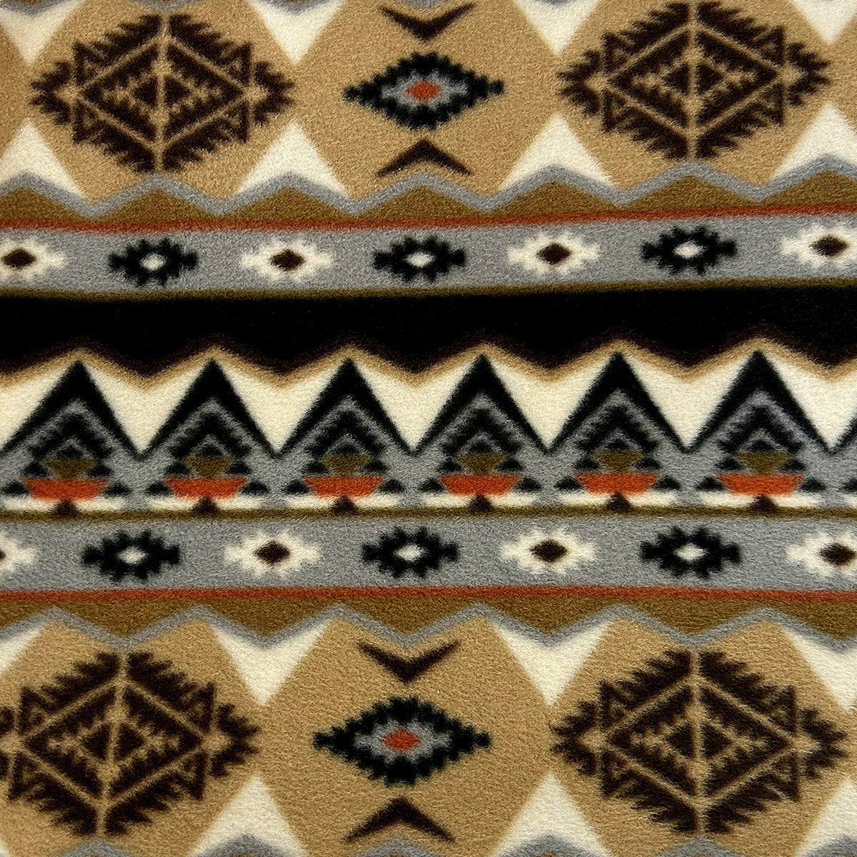 Native Pattern Fleece Western Blanket in Tan & Black