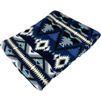 Native Pattern Fleece Western Blanket in Blue & Black