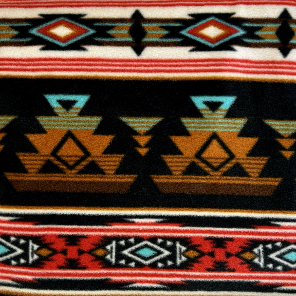 Native Pattern Fleece Western Blanket in Rust & Black