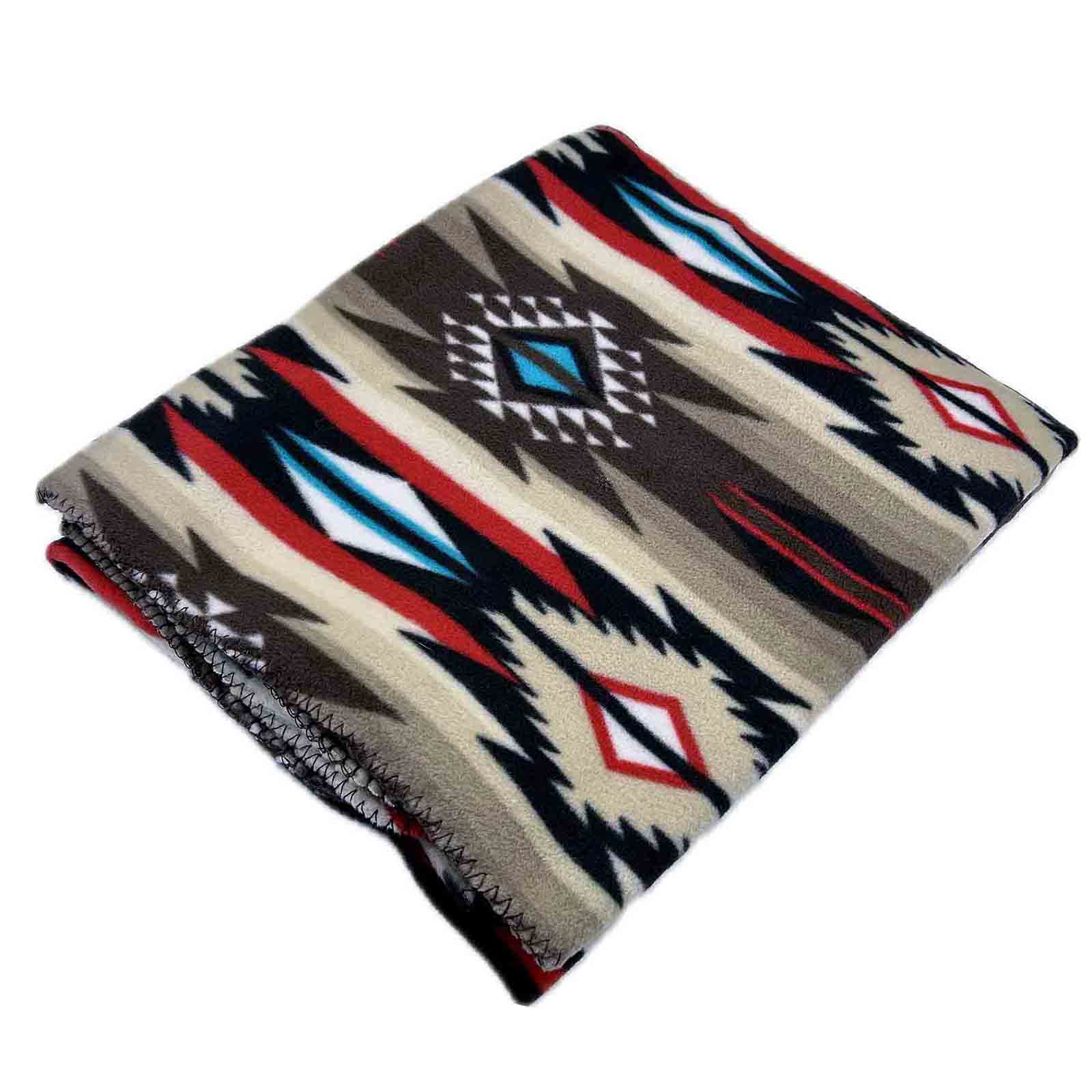 Native Pattern Fleece Western Blanket in Brown