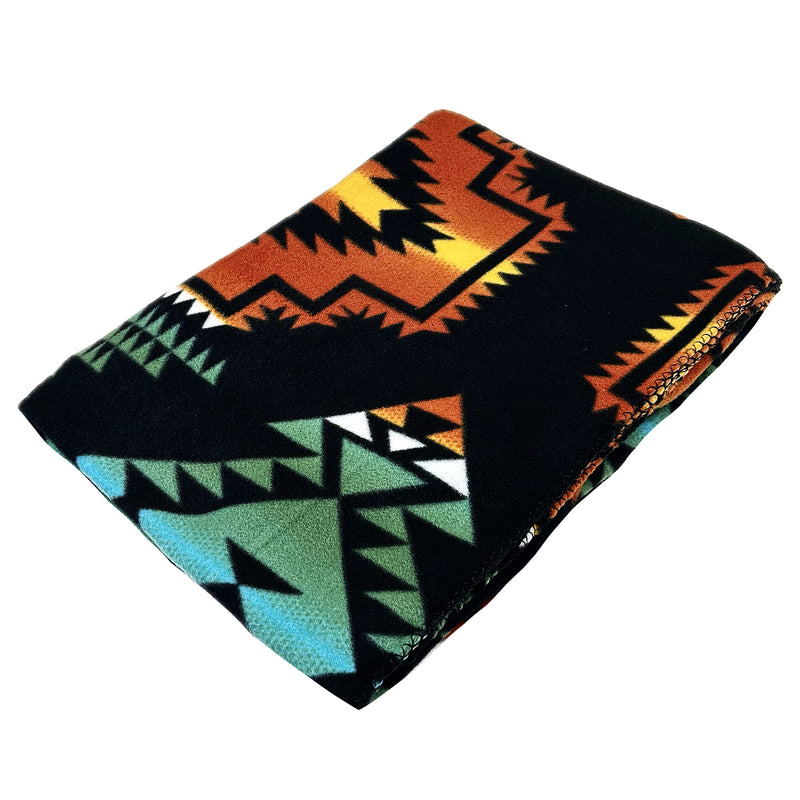 Native Pattern Fleece Western Blanket in Black & Rust