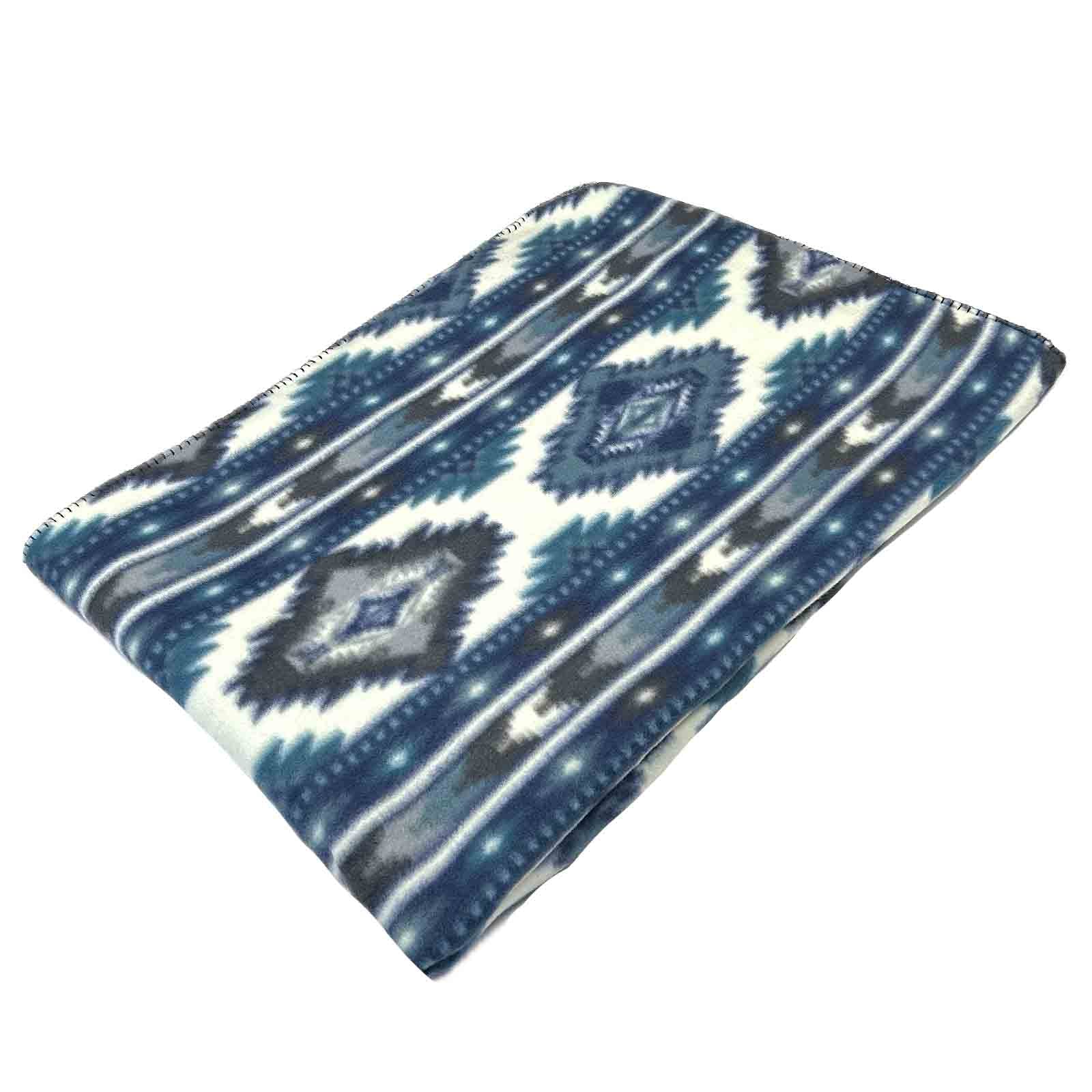 Native Pattern Fleece Western Blanket in Blue