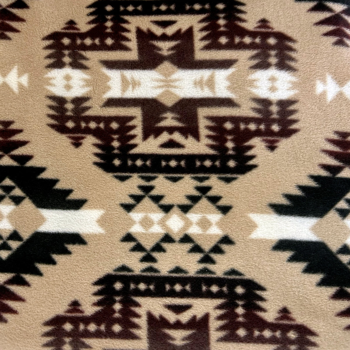 Native Pattern Fleece Western Blanket in Brown & Tan