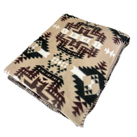 Native Pattern Fleece Western Blanket in Brown & Tan