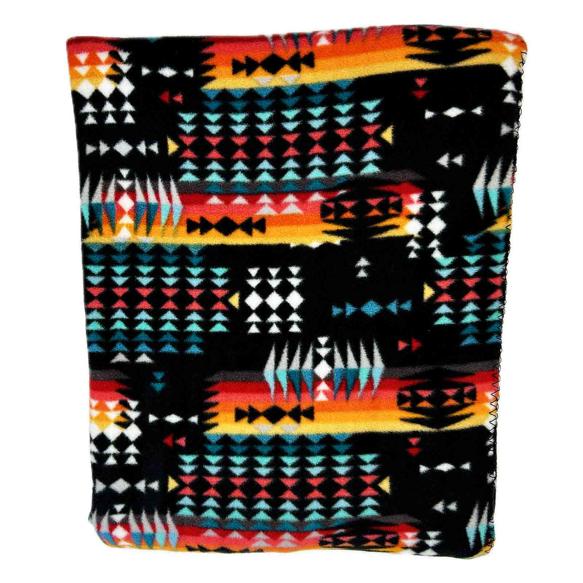 Native Pattern Fleece Western Blanket in Black & Red