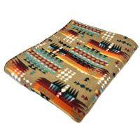 Native Pattern Fleece Western Blanket in Camel & Red