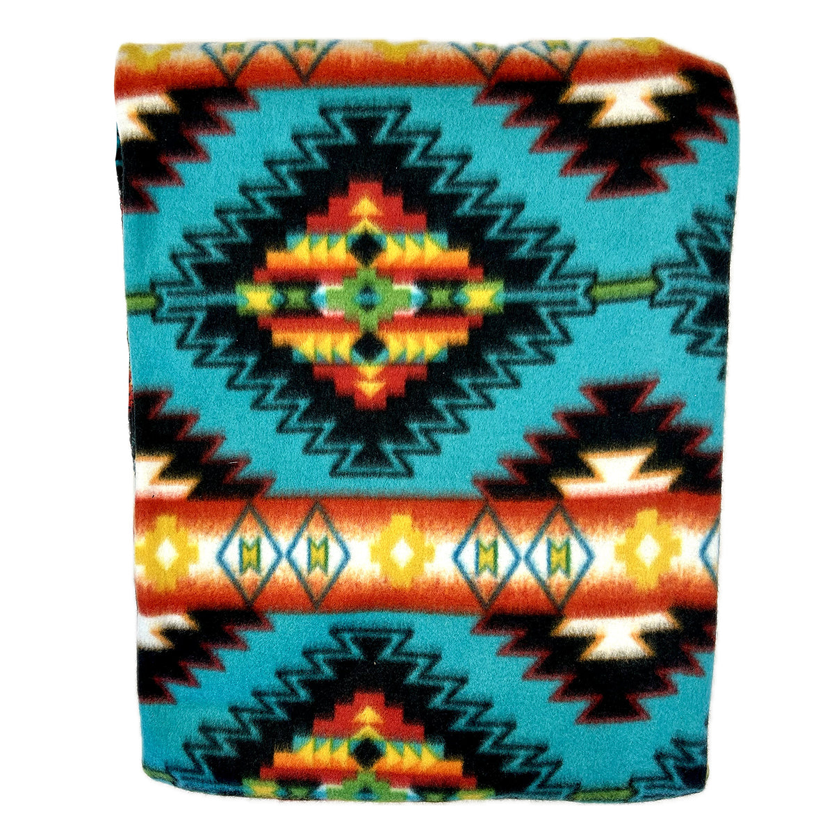 Native Pattern Fleece Western Blanket in Turquoise & Brown