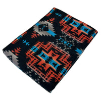 Native Pattern Fleece Western Blanket in Black & Turquoise