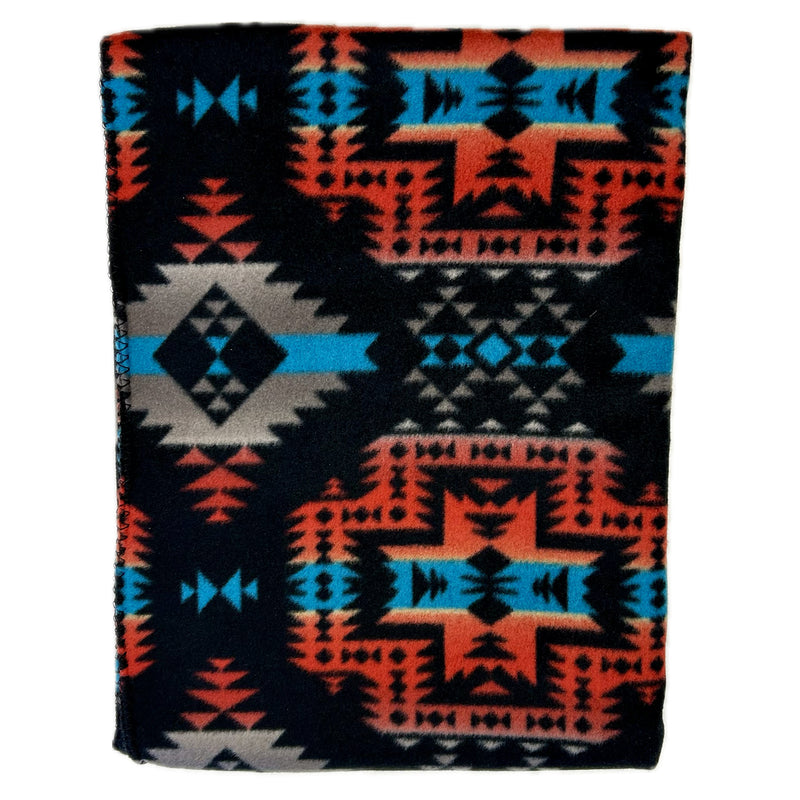 Native Pattern Fleece Western Blanket in Black & Turquoise